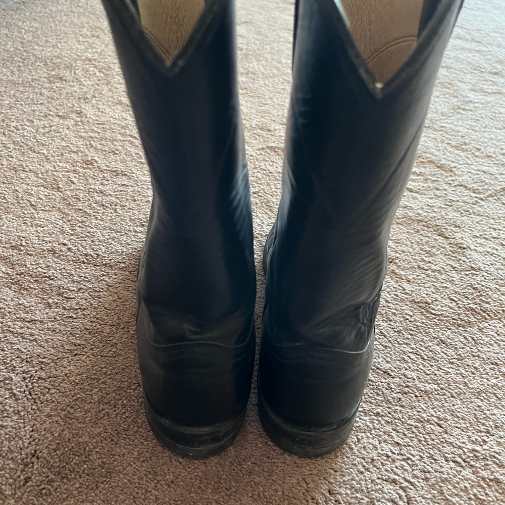 Justin Boots Black Leather Western Boots - Picture 5 of 11